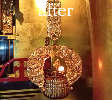 佛誓寺様　磨きノン施工例　菊輪灯新調後