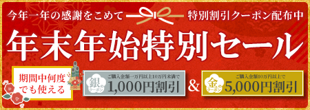 年末年始特別セール開催中！お買い物にお得なクーポン配布中！