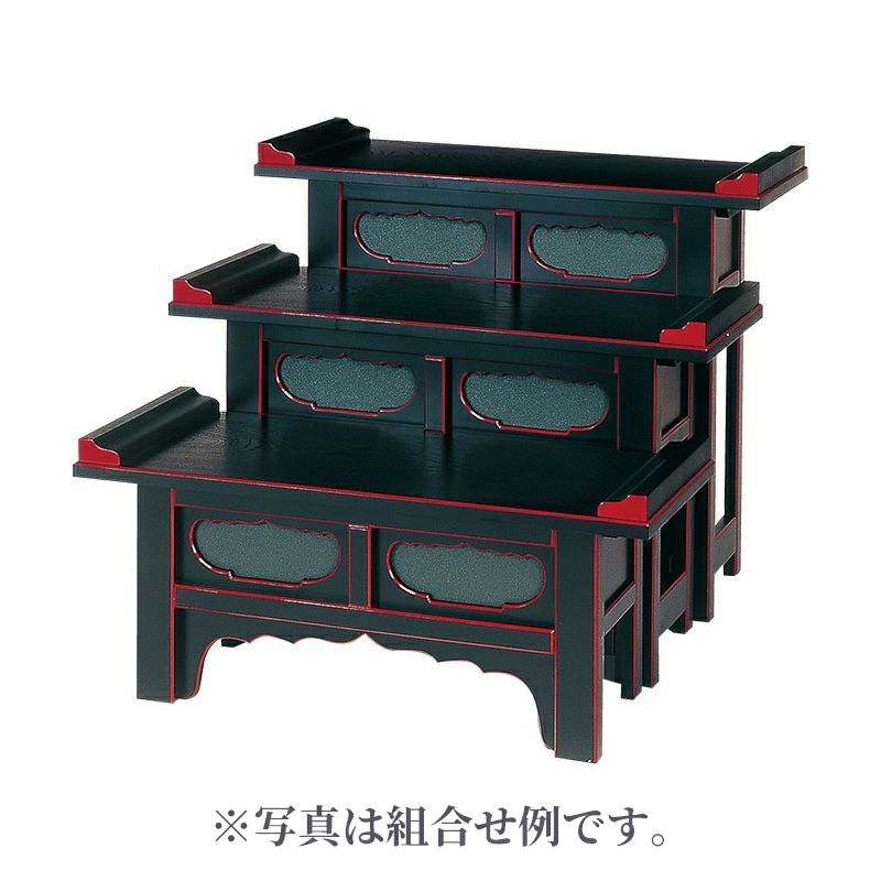 ヒナ壇 筆返付 黒塗面朱 幅75cm（高さ30cm、高さ45cm、高さ60cm、高さ75cm、高さ90cm 5種類）1815