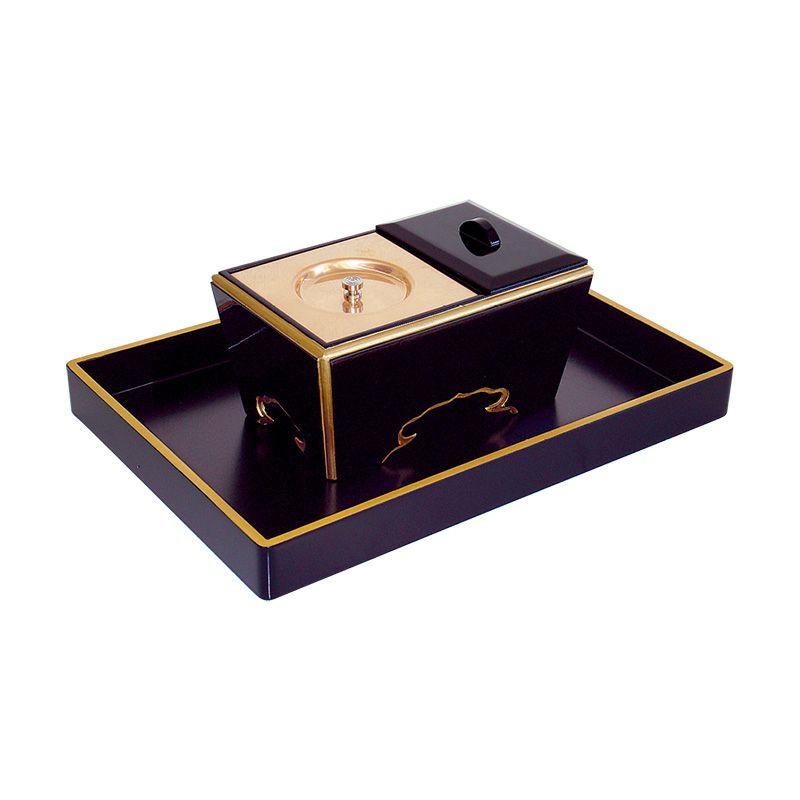 角香炉セット 黒塗渕金塗 2510-0600