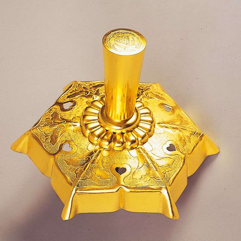 懸魚六葉釘隠 銅製 本金メッキ 取付用ボルトネジ足付（直径12～24cm 7種類）