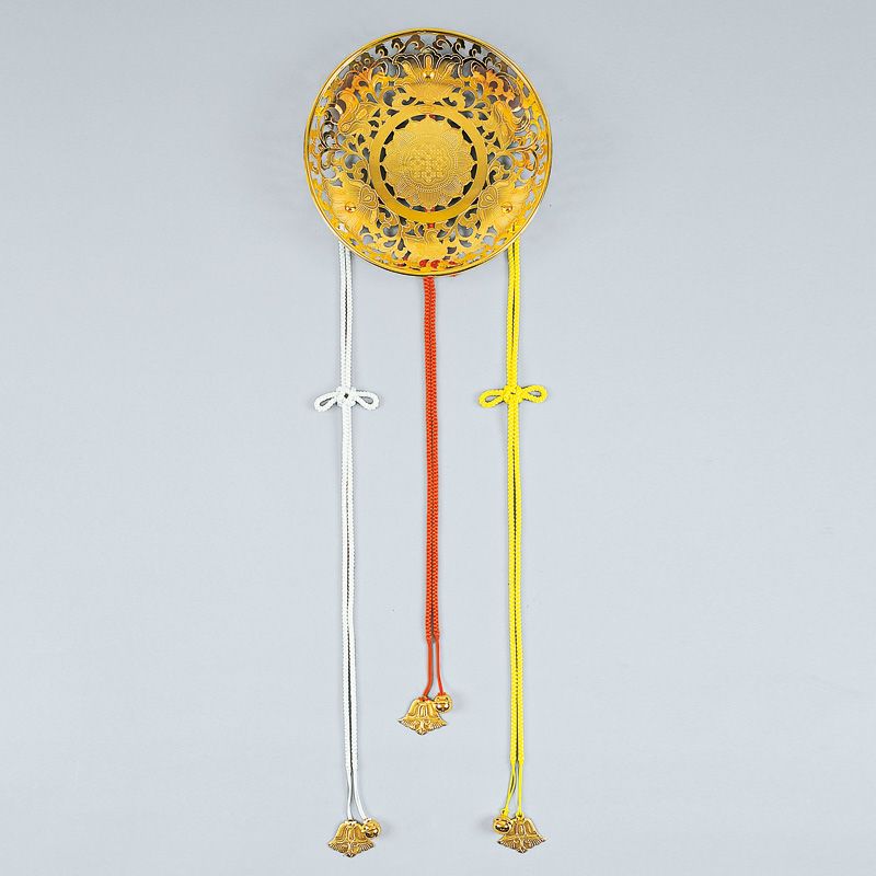華籠 銅製 本金メッキ 三色紐・鈴・いちょう付 大谷派（人絹・正絹 直径24～25.5cm 4種類）