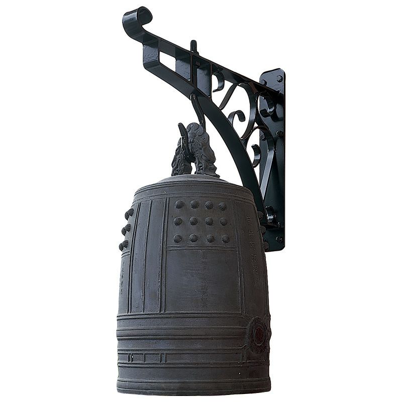 喚鐘吊元金具 柱持出式（唐草入） 鉄製 黒色仕上（喚鐘24～45cm用 8種類）