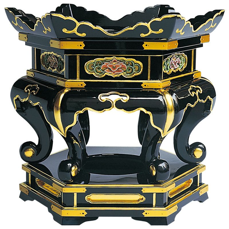 金台 六角型 本漆塗 面純金箔押 金具打 最上（大金口径33～45cm用 5種類）