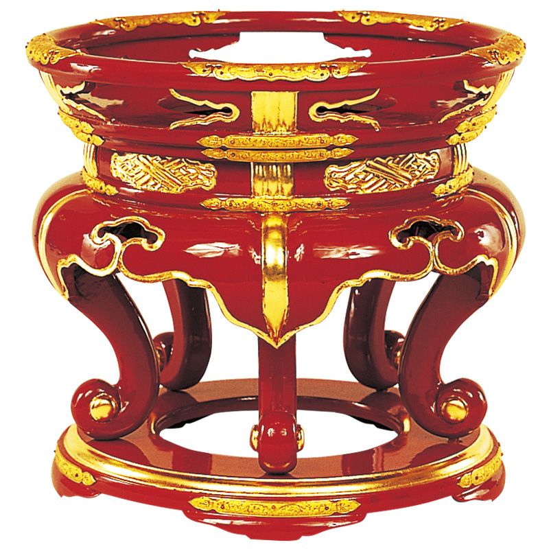 金台 丸型 本朱漆塗 面純金箔押 金具打（手摺内径18～45cm 10種類）