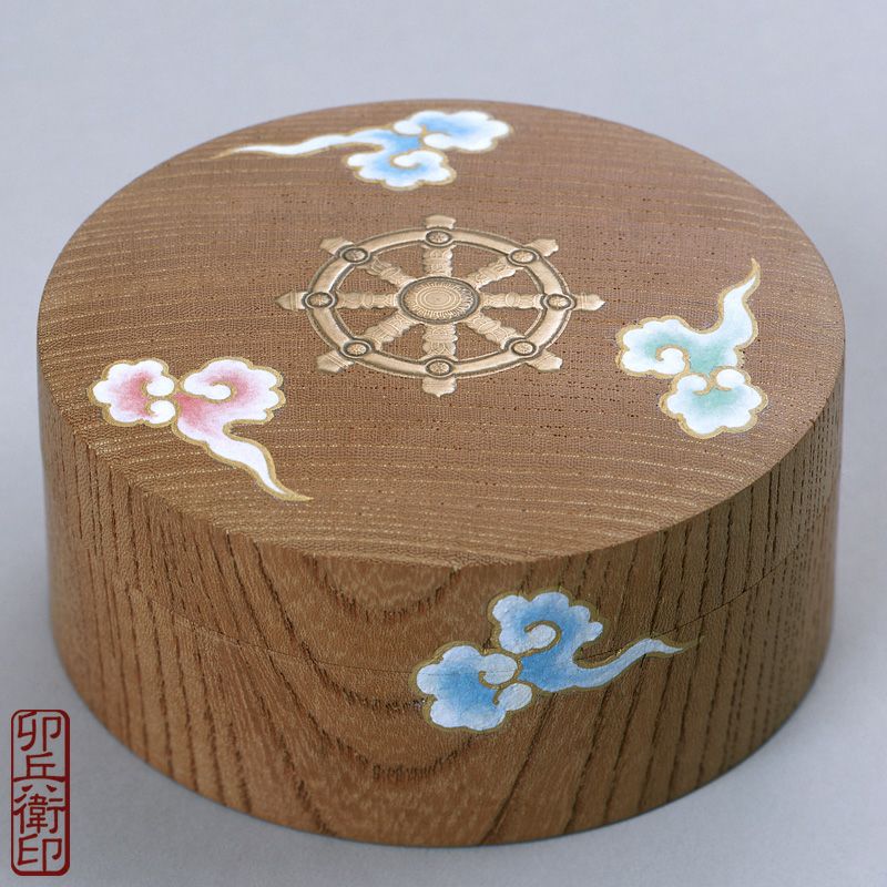 香合 ケヤキ製 定紋蒔絵 瑞雲彩色入 卯兵衛印（口径9.0～15cm 5種類）