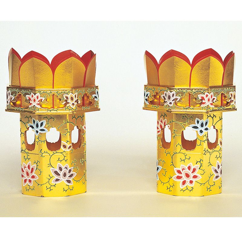 供笥（華束） 木製 八角型 純金箔押 唐草彩色入 本願寺派（対辺寸法15cm～24cm 7種類）