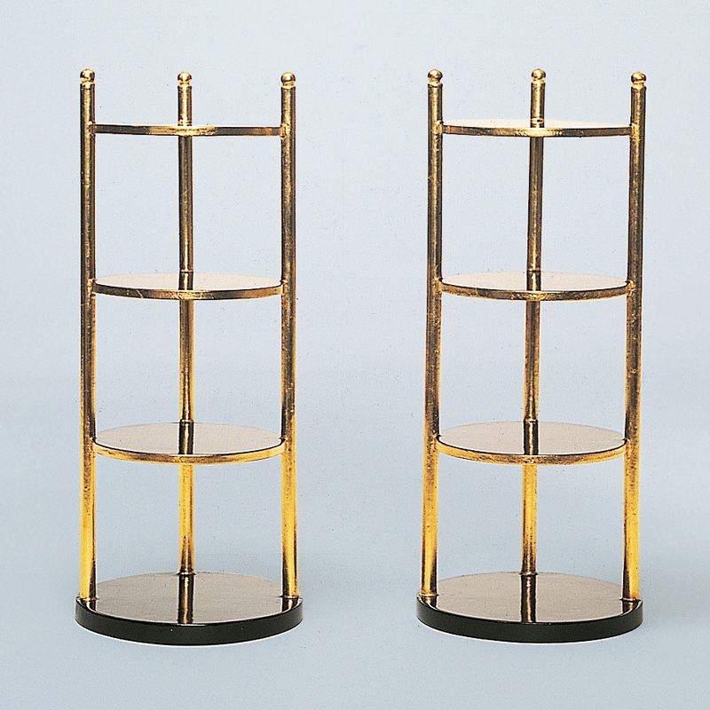段盛具 木製 丸柱三段棚純金箔押 （供笥寸法15cm～21cm 5種類）