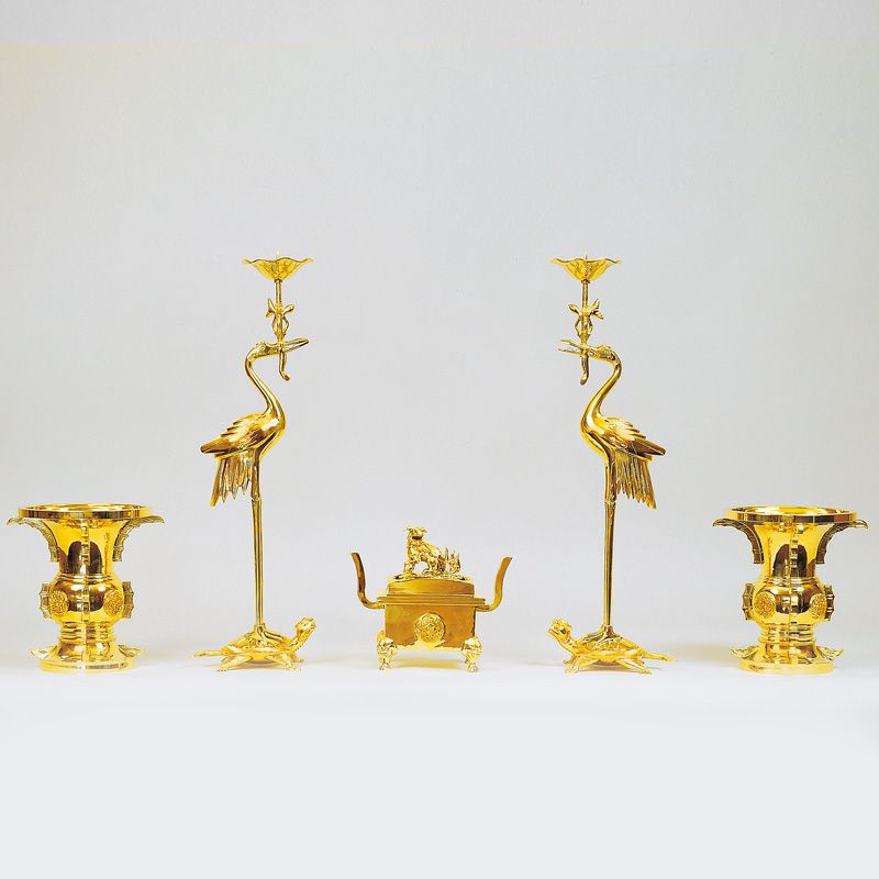 五具足 花瓶丸型 無地 磨き（花瓶口径15～27cm 9種類）