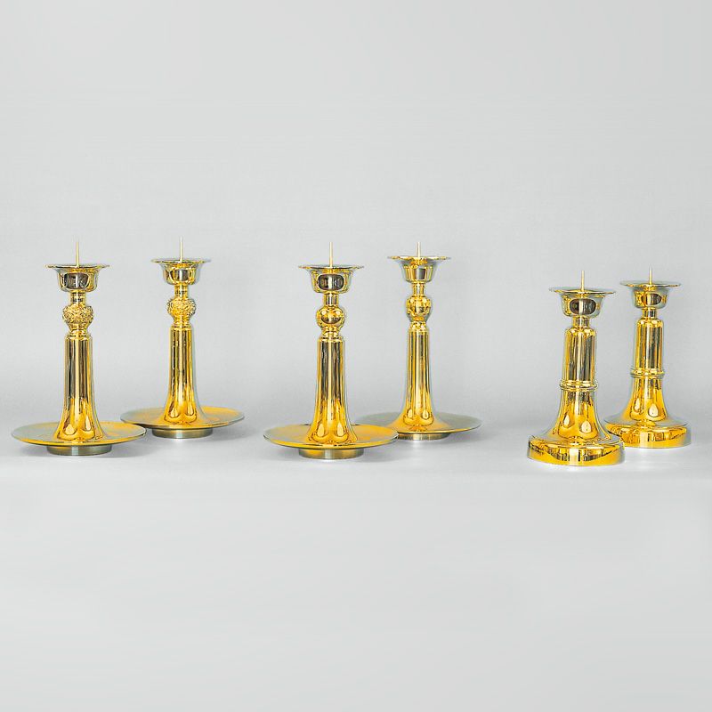 御伝鈔燭台〈竹の節〉真鍮製 磨き（略型無地、御本山型無地、御本山型