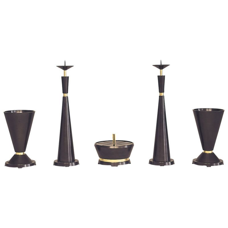 新様式B型 五具足 唐金製 宣徳色付（花瓶口径12cm、15cm 2種類）