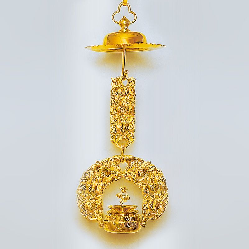 桐輪灯 御本山様式 真鍮製 磨き 付属品付 笠径33cm（高田派）