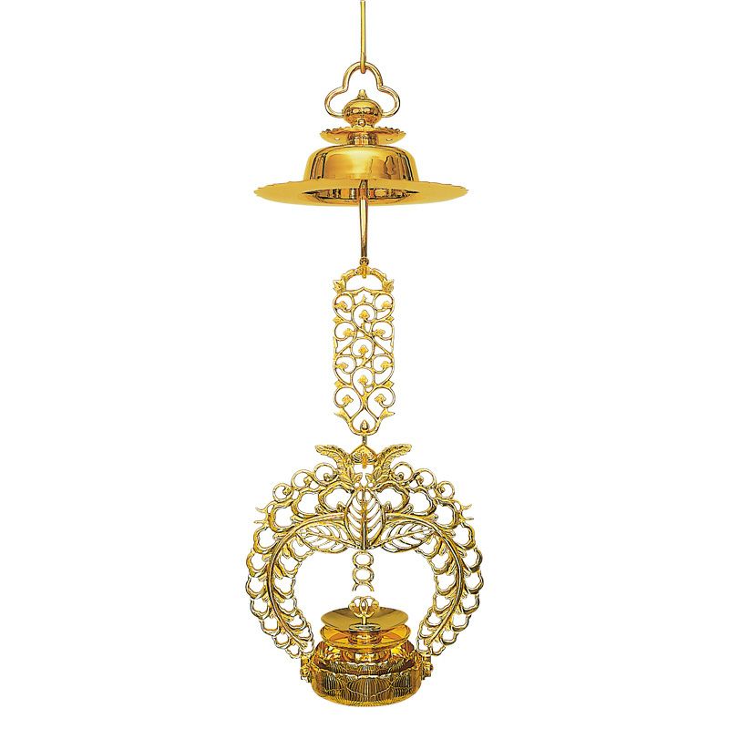 藤輪灯 御本山様式阿弥陀堂型 真鍮製 磨き 付属品付 笠径27cm（佛光寺派）