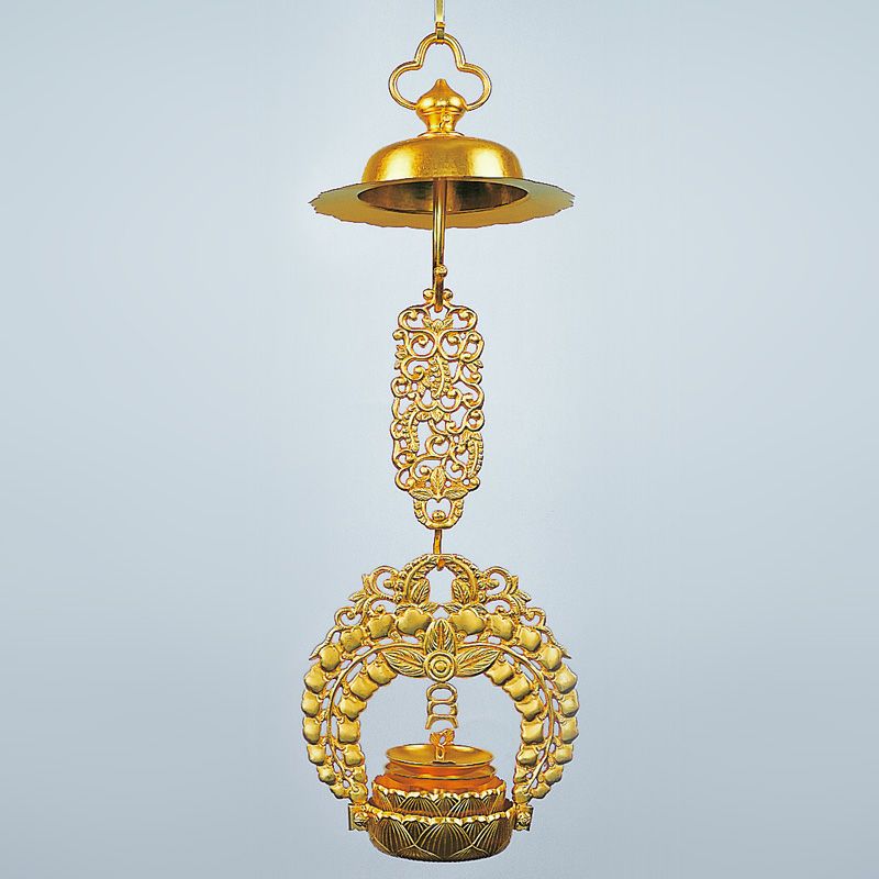 藤輪灯 御本山様式御影堂型 真鍮製 磨き 付属品付 笠直径27cm（佛光寺派）
