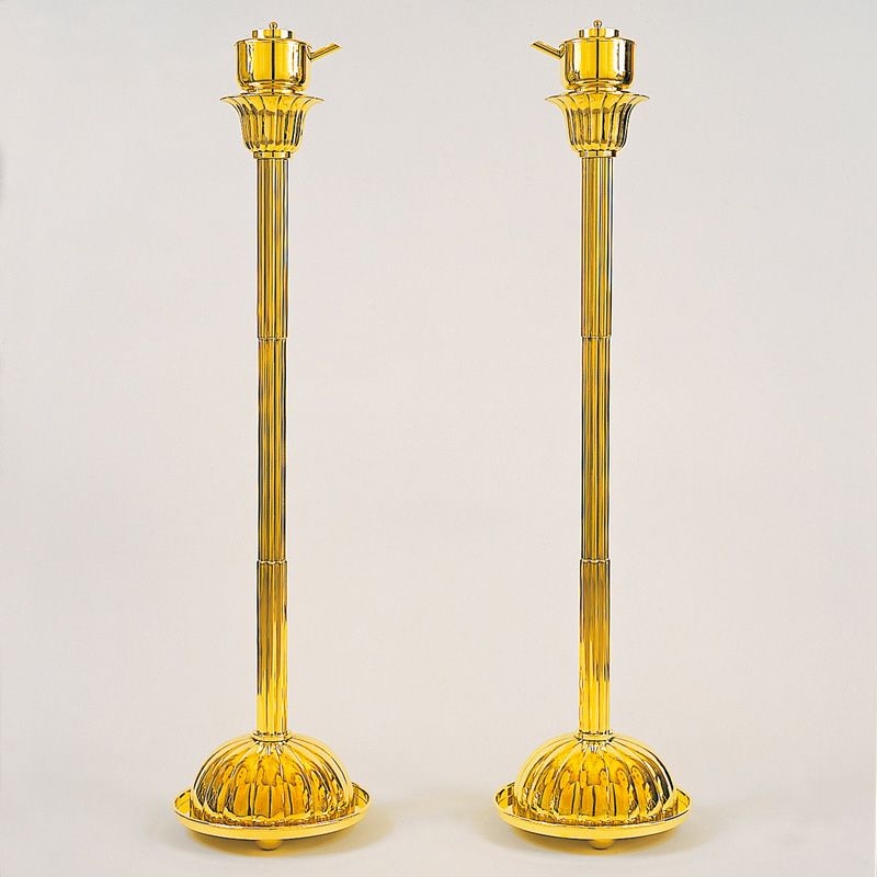 さざえ灯 盆梅足型 真鍮製 磨き さざえ付 高さ76cm（本願寺派）