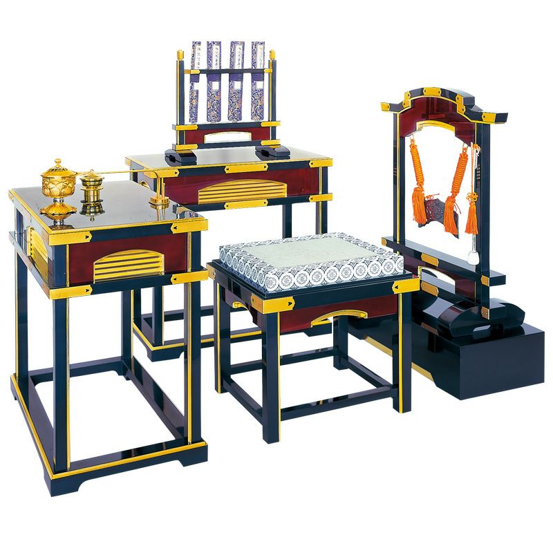 新様式礼盤一式（登高座） 本漆塗 金具打 畳付 付属品別 向卓横幅64cm（各宗派）