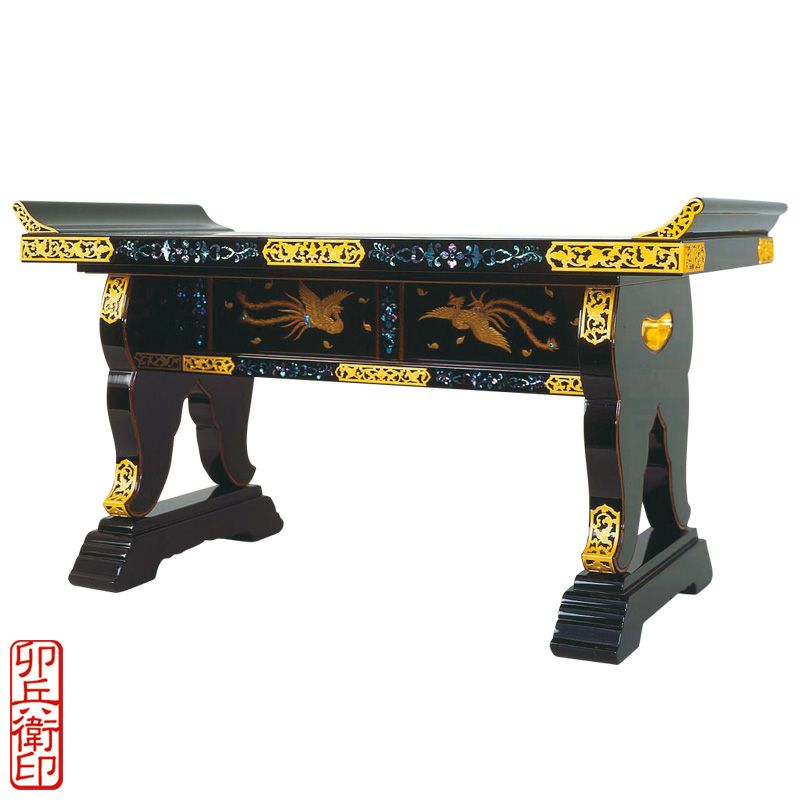 御伝鈔卓 青貝入 別誂 卯兵衛印 横幅48cm（本願寺派）