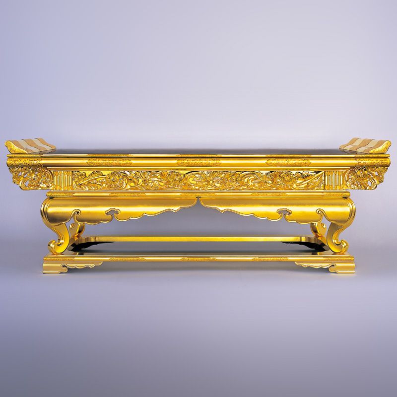 略型前卓 菊水彫刻入 金具なし 横幅106cm（各宗派）