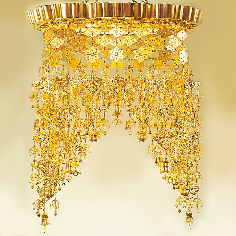 羅網（らもう） 笠小判型 四方正面 花菱入 瓔珞木製 極上 笠横幅91cm（大谷派）