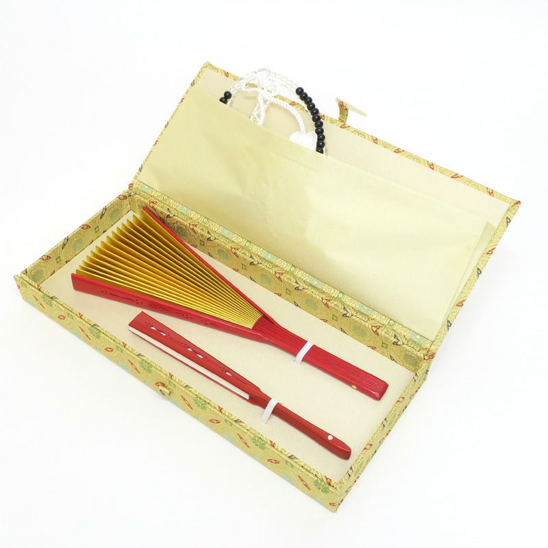 中啓・装束念珠入 金襴張 七宝模様 ハードケースタイプ 1個