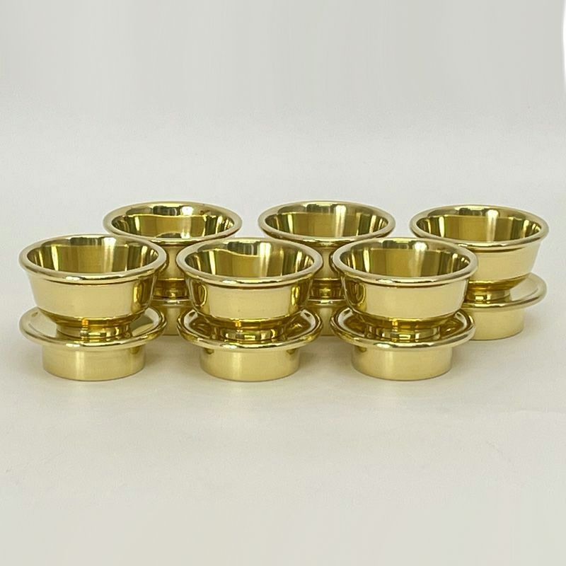 前具 六器 極上品 真鍮製本磨き 6個1組（口径4.2cm～8.4cm 5種類）