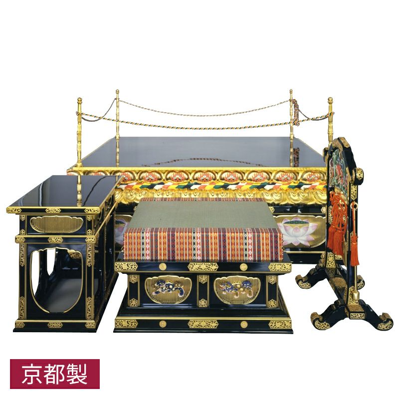 幸心流型大壇 蓮華彫入 黒塗または朱塗 純金箔押 金具打 畳付 大壇横幅121cm