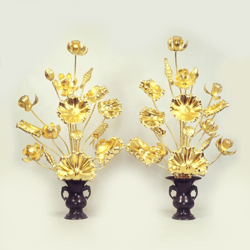 常花 木製 純金箔押 1対（水上寸法：120cm17本立～45cm11本立 5種類）