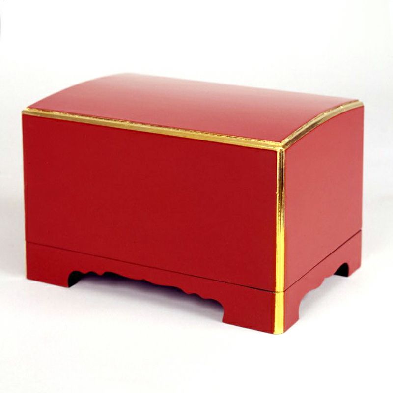 経箱 朱塗 面純金箔押 長辺長さ30cm～24cm