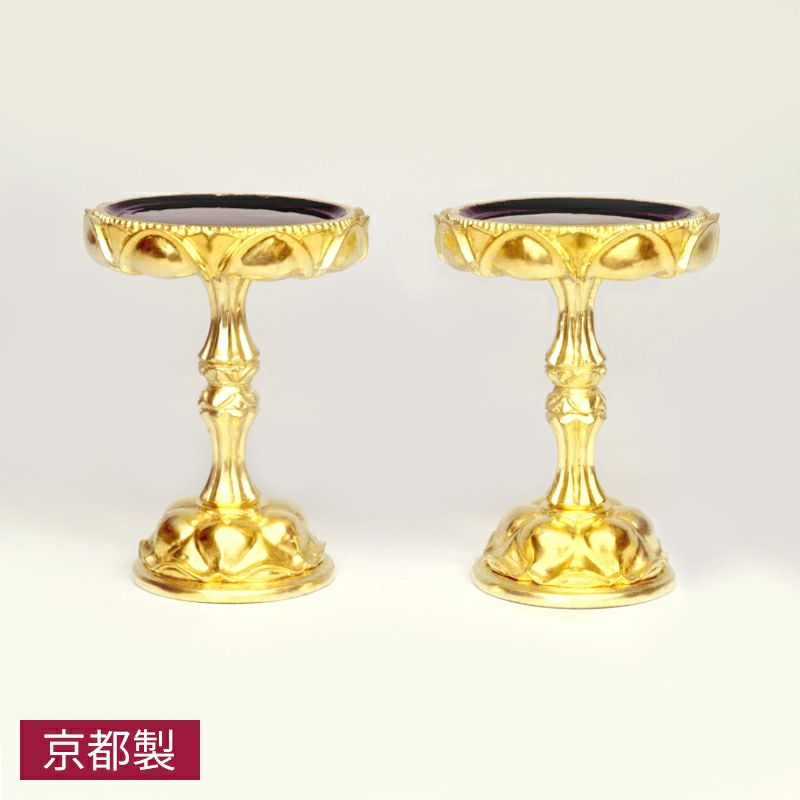 蓮華型高坏 純金箔押 上部皿直径18cm 1対