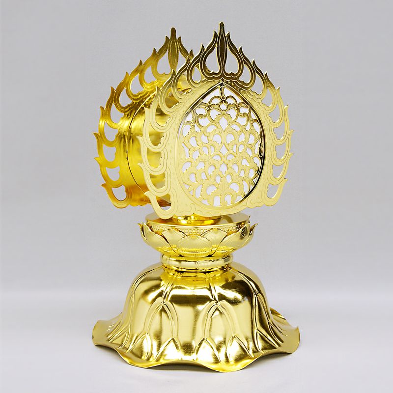 常灯明 灯籠 真鍮製 火焔横幅28.5cm（磨き、金メッキ仕上げ 2種類）