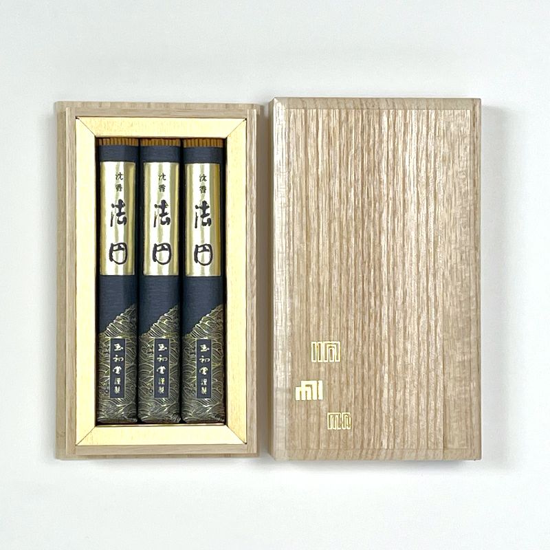 玉初堂 進物用線香 沈香法円 短寸13.8cm 3把詰 桐箱入