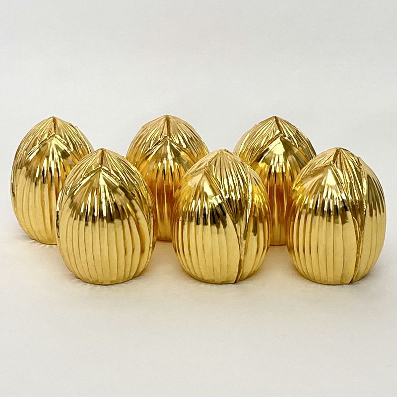 六器用蓮華（つぼみ）木製 純金箔押し仕上 6個1組（直径5.6cm～7.0cm 3種類）