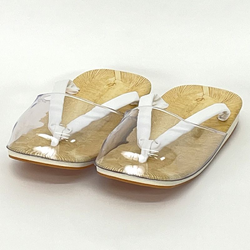 雪駄 軽装履時雨用 草表 スポンジ芯 アメ底 白鼻緒（足のサイズ 25cm～30cm 4種類）