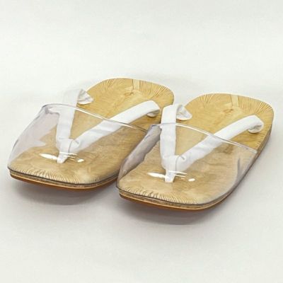 雪駄 軽装履時雨用 草表 コルク芯 アメ底 白鼻緒（足のサイズ 26.5cm～28.5cm 2種類）