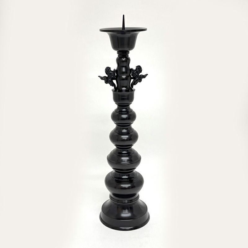 蝋燭立 花瓶丸型獅子掛 真鍮製 色付（高さ39cm～82cm 6種類）