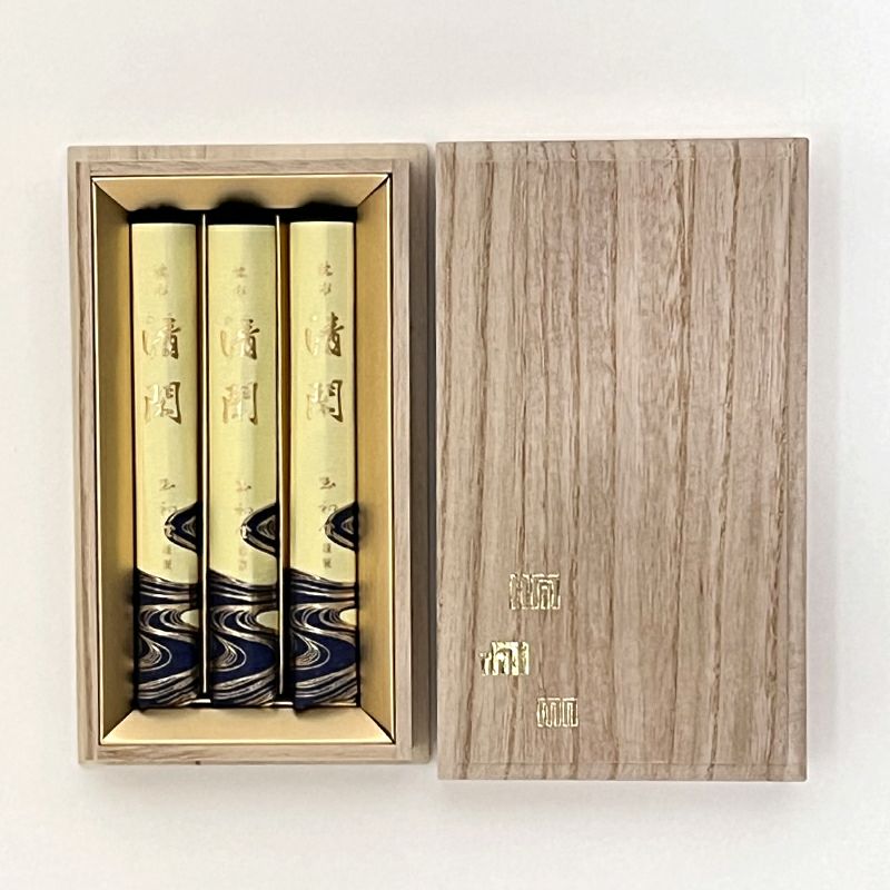 玉初堂 進物用線香 沈水清閑 短寸13.8cm 3把詰 桐箱入