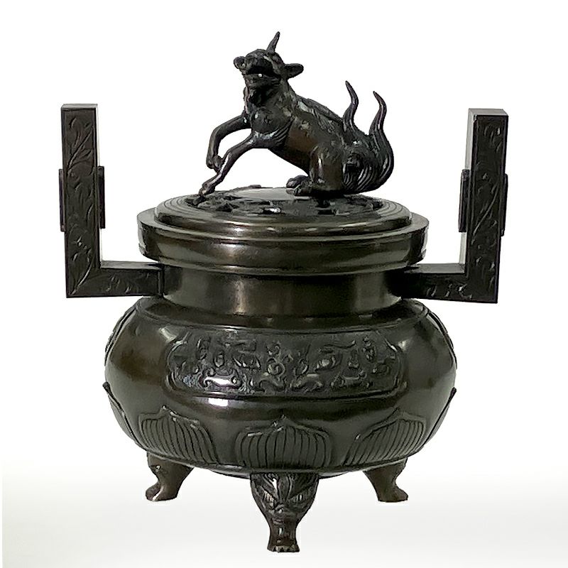 【アウトレット】香炉 花瓶菖蒲型用 色付 最上 唐金製 本願寺派 胴直径18cm