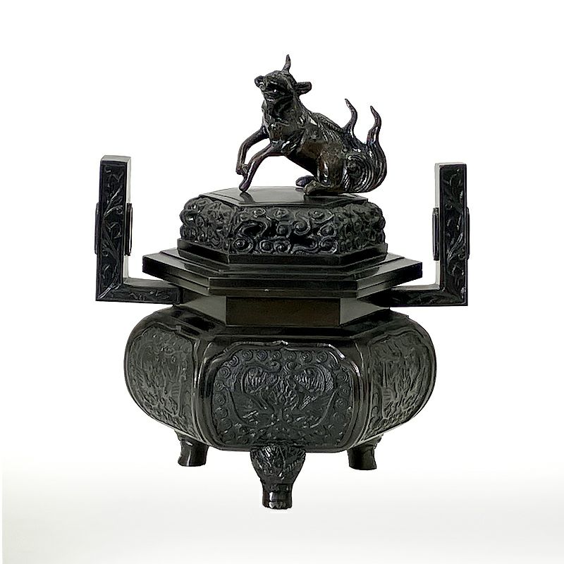 アウトレット】香炉 花瓶六角型用 色付 最上 唐金製 本願寺派 胴直径