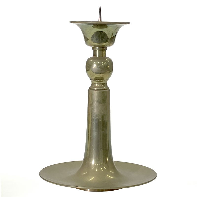 【アウトレット】御伝鈔燭台（半対） 御本山型無地 真鍮製 磨き 大谷派 高さ35cm