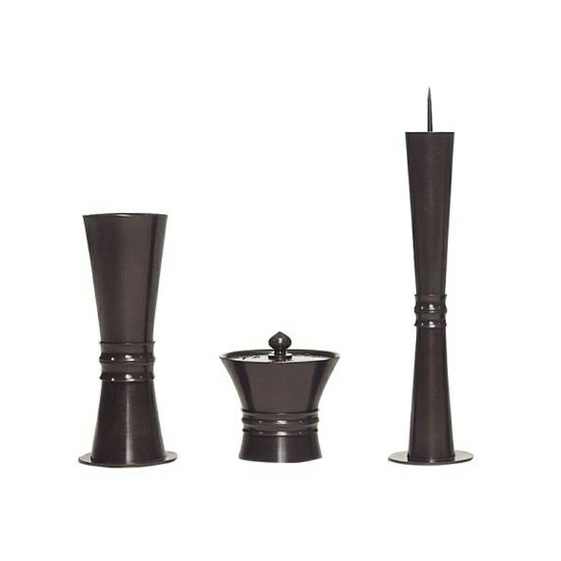 新様式 献灯献花三具足 宣徳色付 花瓶高さ22.5cm