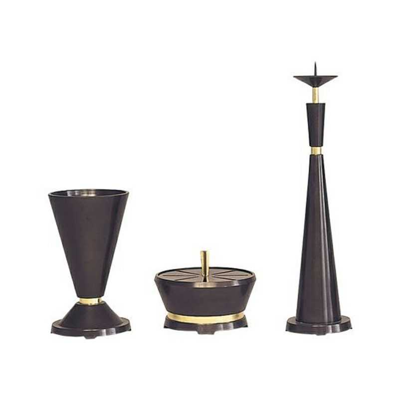 新様式B型 三具足 唐金製 宣徳色付（花瓶口径12cm、15cm 2種類）